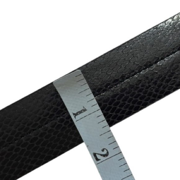 Michael Kors Black Snakeskin Embossed Leather Belt Silver Buckle Size Small - Picture 7 of 11